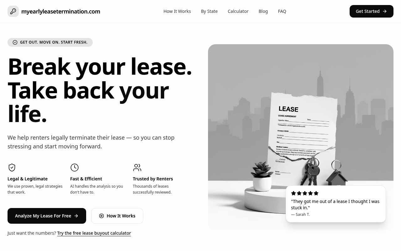 Screenshot of My Early Lease Termination