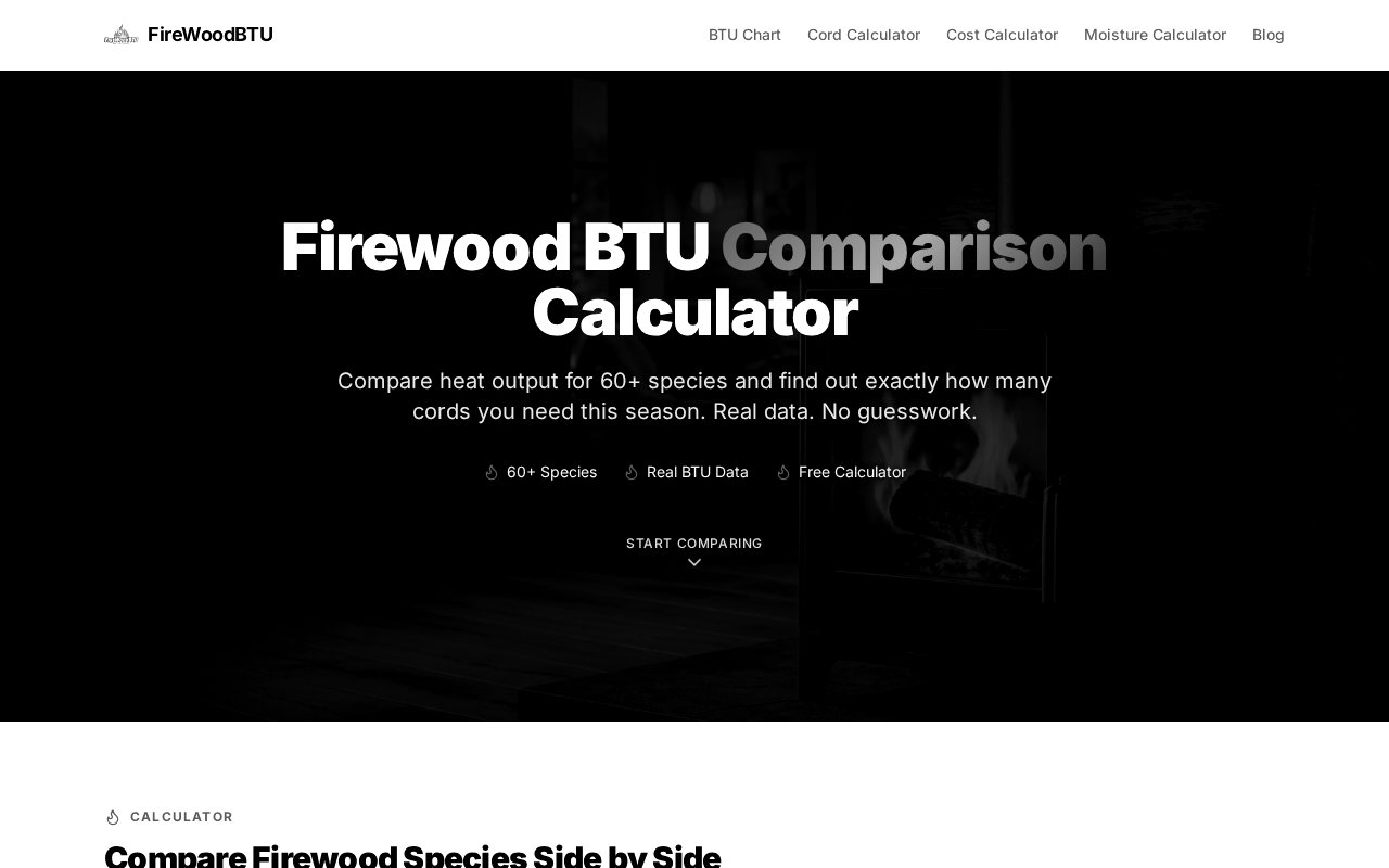 Screenshot of Firewood BTU