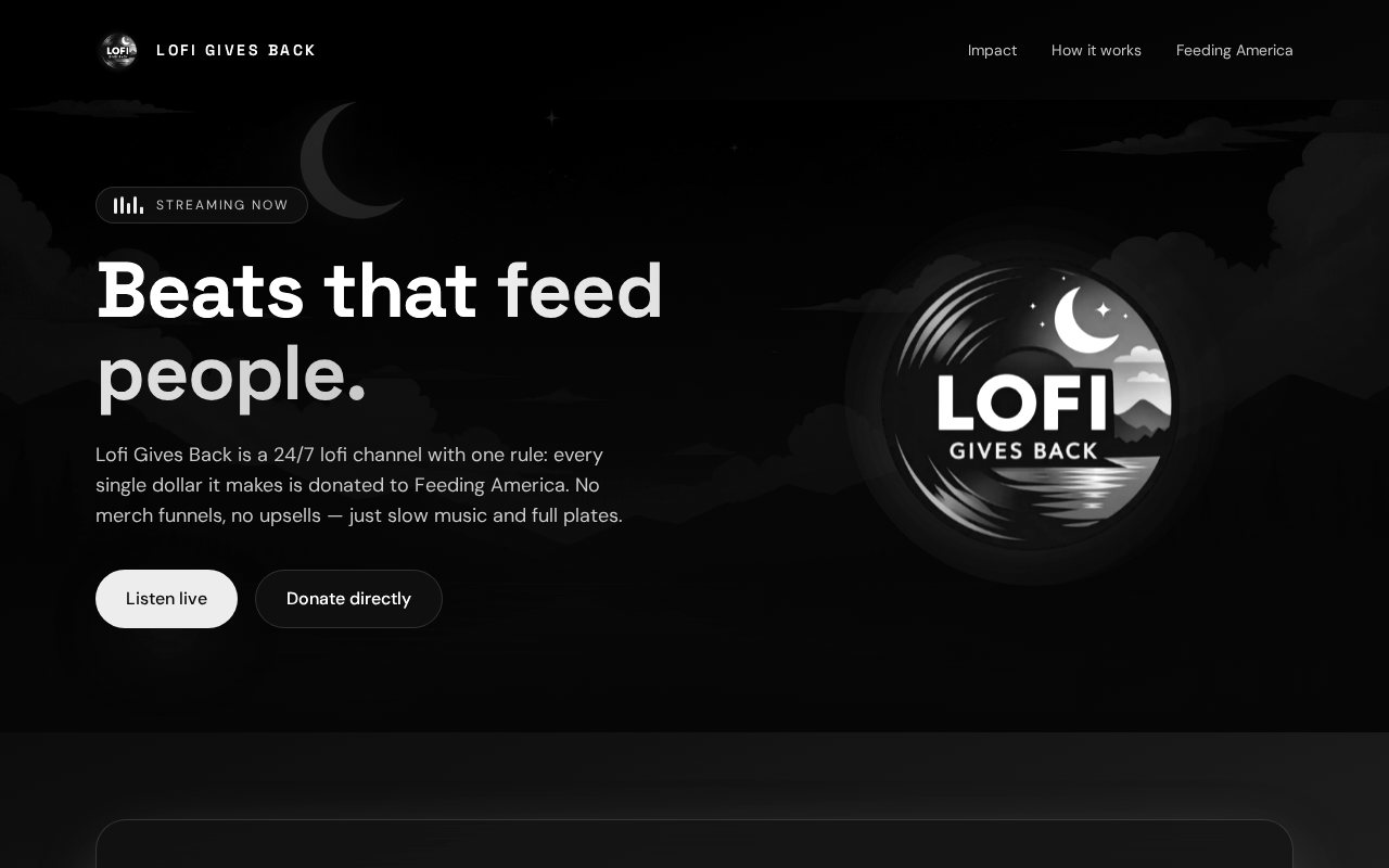 Screenshot of Lofi Gives Back