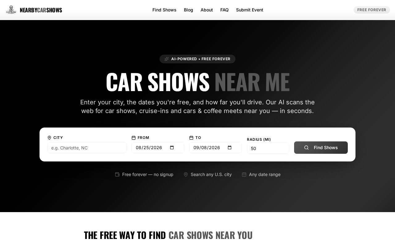 Screenshot of Nearby Car Shows